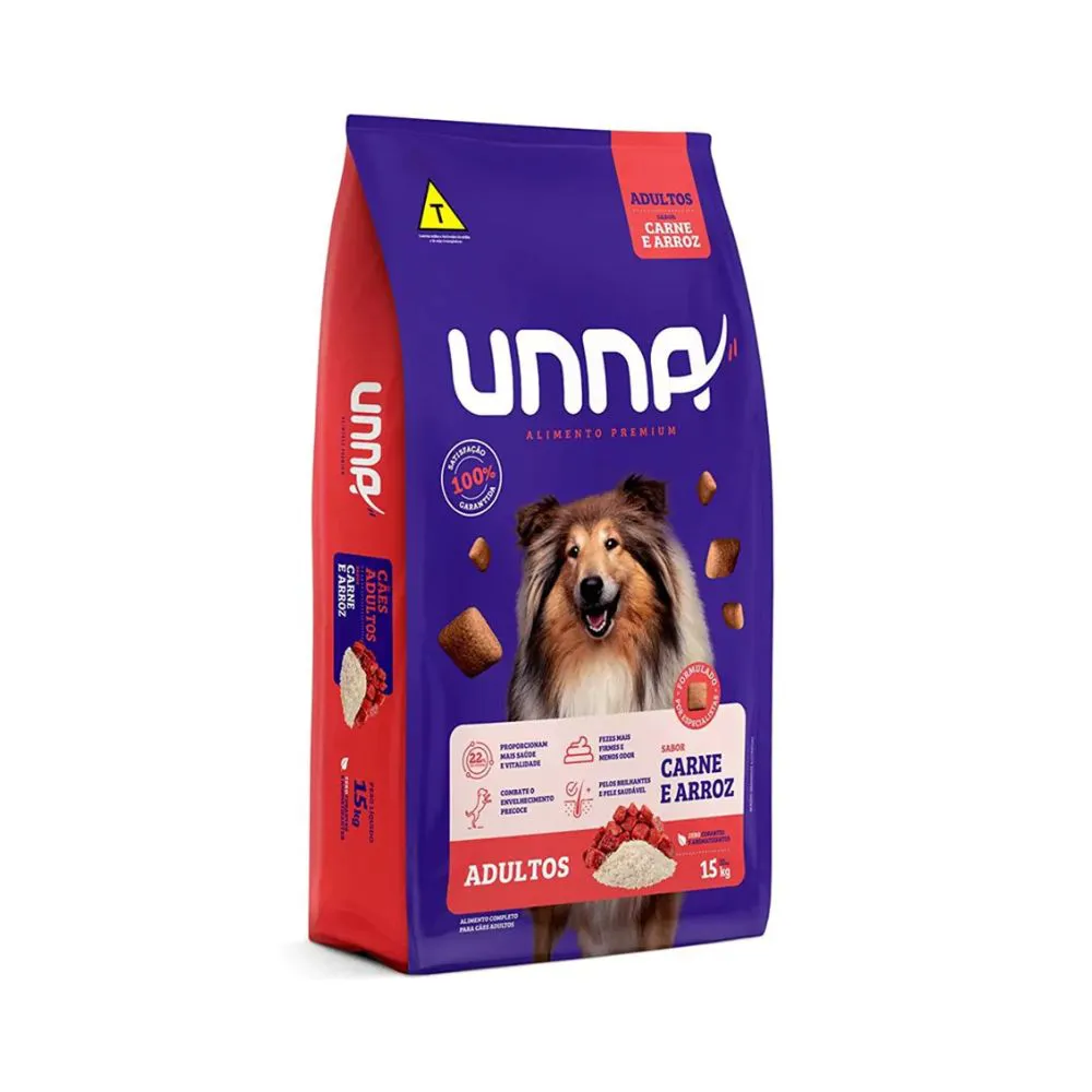 UNNA Cães Adultos Carne e Arroz
